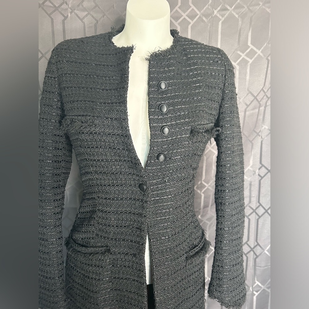 Zara Tweed Military Button Down Jacket Black Size Small - Picture 5 of 12